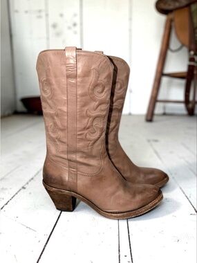 Lucchese Women’s Stella Smoky Brown Leather Western Cowboy Boots Size 9